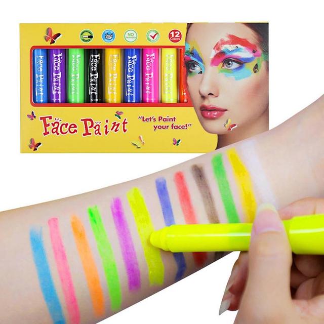 12 Color Face Paint Crayons Face Body Painting Glow Face Paint Sticks For  Halloween Birthday Party Twistable Washable Paint Set - AliExpress